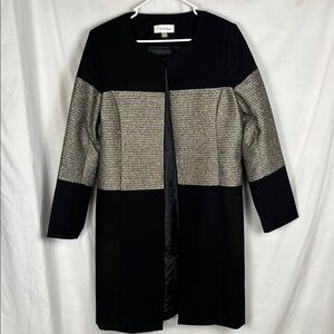 Calvin Klein Black Metallic Striped Long Blazer